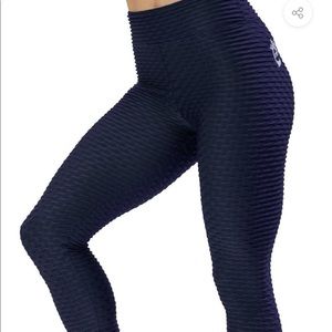 Bootyqueen navy blue workout leggings large NWT